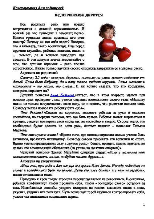 Если ребенок дерется